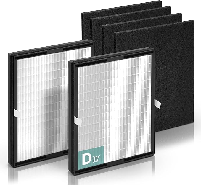 Idylis Air Purifier Replacement Filter D for Filtrete and Idylis Air Purifier IAP-10-280 IAP10280 AC-2118 AC-2123 and Idylis Air Purifier Filters IAF-H-100D, 2 HEPA Filter & 2 Extra Carbon Pre-filter