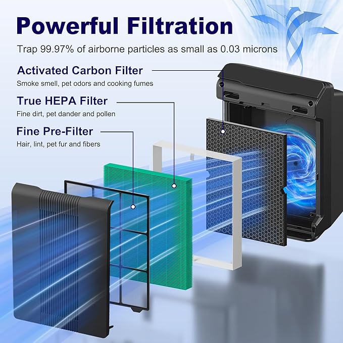 116130 Toxin Absorber Replacement Filter H for Winix 5500-2 AM80 Plasmawave Air Purifier, True HEPA Filter and Activated Carbon Filter Combo Pack, 2 Set, Green