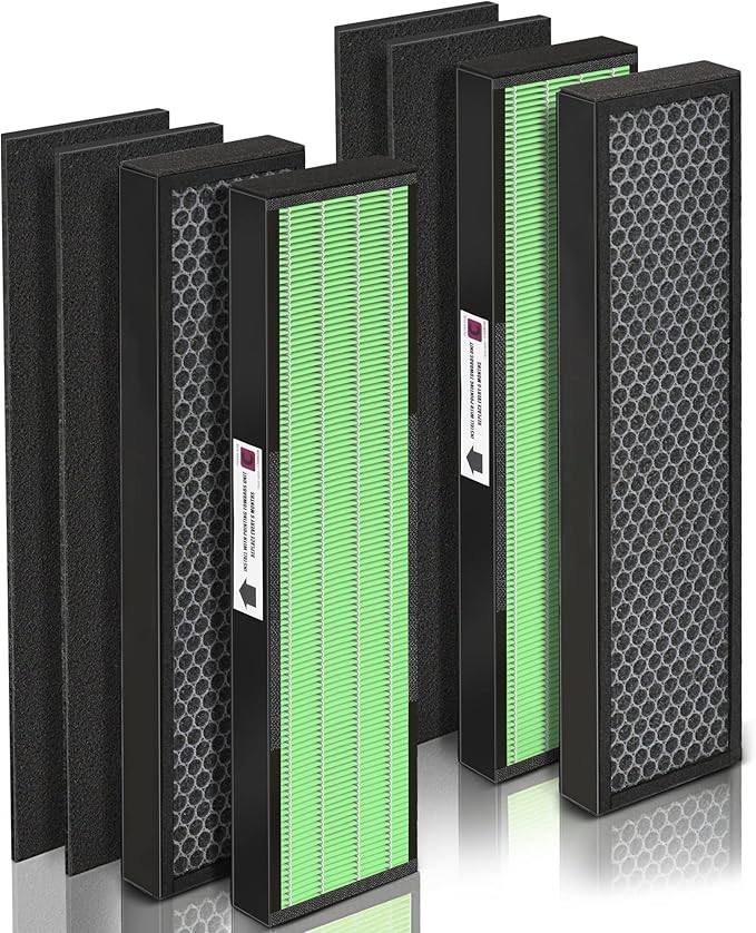 [Upgraded] FLT5000 Filter C Replacement Compatible with Guardian FLT5000 Filter Replace AC5000E AC5250PT AC5300B AC5350B AC5350W CDAP5500BCA and More, 4X H13 HEPA with Carb0n+4X Pre-Filters