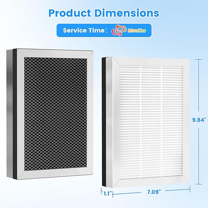 MA 25 Replacement Filter for MA-25 Air Purifier S1/W1/B1, 3-in-1 High-Efficiency Filtration System, H13 True HEPA Filter and Activated Carbon Filter, 4 Pack