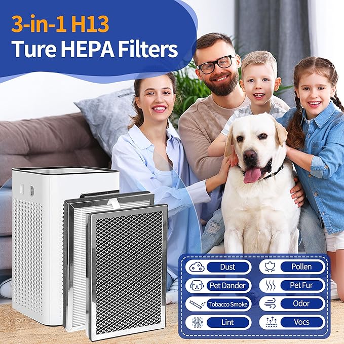 25 Replacement Filter Compatible with MA Series Air Purifier 25 W1/S1/B1,3-in-1 H13 True HEPA Activated Carbon Filter,2-Pack