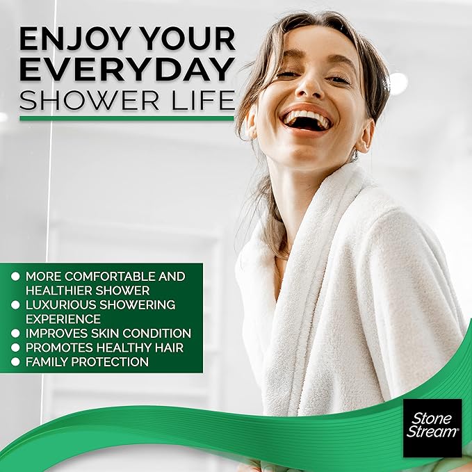 Original StoneStream Filtered Showerhead + 15 Stage Hard Water Shower Filter (HWF) Combo, Removes Chlorine and Other Substances from Hard Water