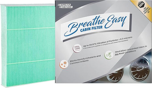 Spearhead HEPA Breathe Easy Cabin Filter, Up to 99.97% Filtration of 0.3 Micron Particles w/No Airflow Reduction (BE-809H)