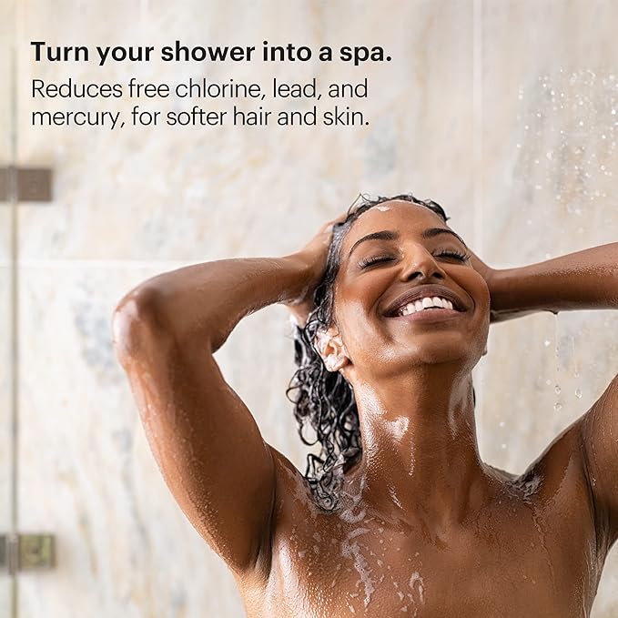 Brondell Shower Filter VivaSpring, Compact Brushed Nickel – High Output, 100% High-Purity KDF Filtration, With FF-30 Filter Cartridge, Filtered Shower Water for Healthier Skin & Hair