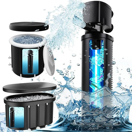 600GPH Cold Plunge Filter, UV Sterilzer for 300-1000 Gallon Cold Plunge, Cold Pond Ice Bath Tub Filte, Small Pool Filter with Green Cleaning Machine Pool for Cold Pod Ice Bath Tub Hot Tub Water Clea