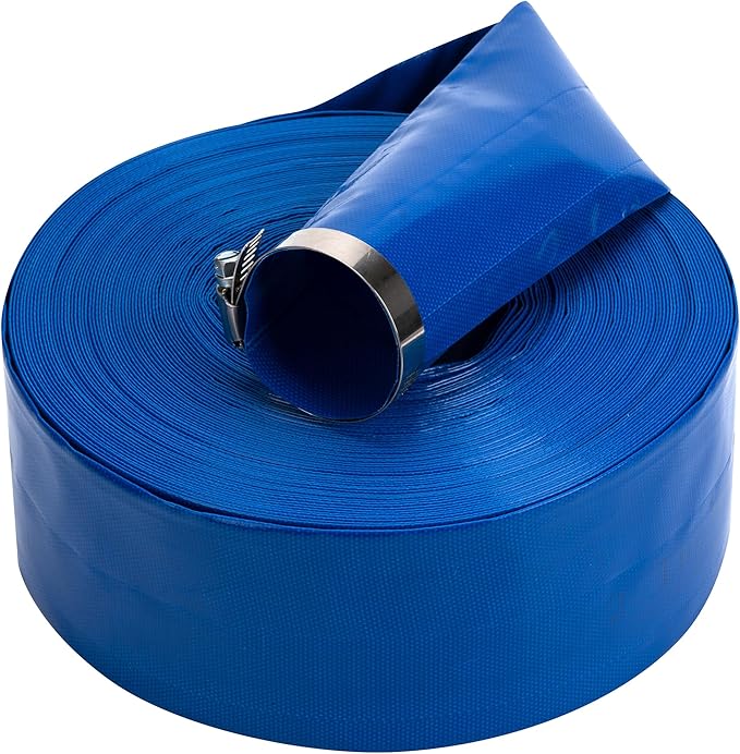 2 in x 25 ft Pool Backwash Hose Heavy Duty Drain Discharge Double PVC Lay flat General Purpose Vinyl Hose, Burst Resistant for Water Transfer Sump Pump Pool Filter (2in 25ft fiber reinforced hose)