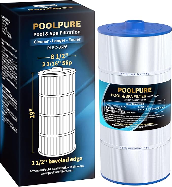 POOLPURE Spa Filter Replaces Sundance 6540-488, PSD125-2000, Unicel C-8326, Filbur FC-2780, Aladdin 22507, Baleen AK-70013, Magnum SU125, 125 sq.ft Filter Cartridge