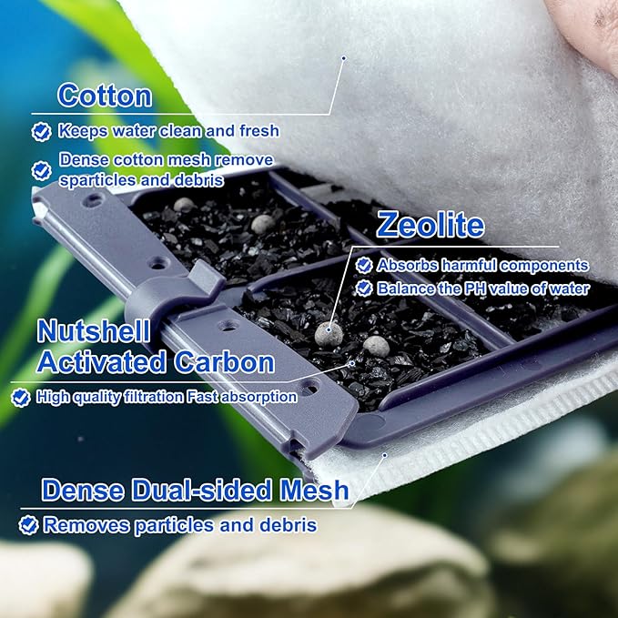 10 Pack Medium Aquarium Filter Cartridges for Aqueon QuietFlow LED PRO Power Filter Size 10 & E Internal Power Filter Size 20