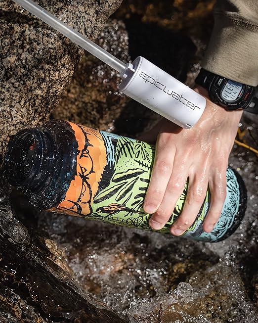 Epic Water Filters Nalgene OG Water Bottle with Filter, USA Made, BPA Free, Removes 99.99% Tap Water Contaminants, Forever Chemicals, GA 2030 Art, 48 oz