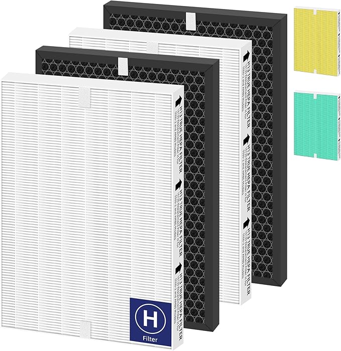 116130 HEPA Replacement Filter H for Winix 5500-2 Am80 Plasmawave Air Purifier,H13 True HEPA High-Efficiency Activated Carbon Filter,2 Combon Set