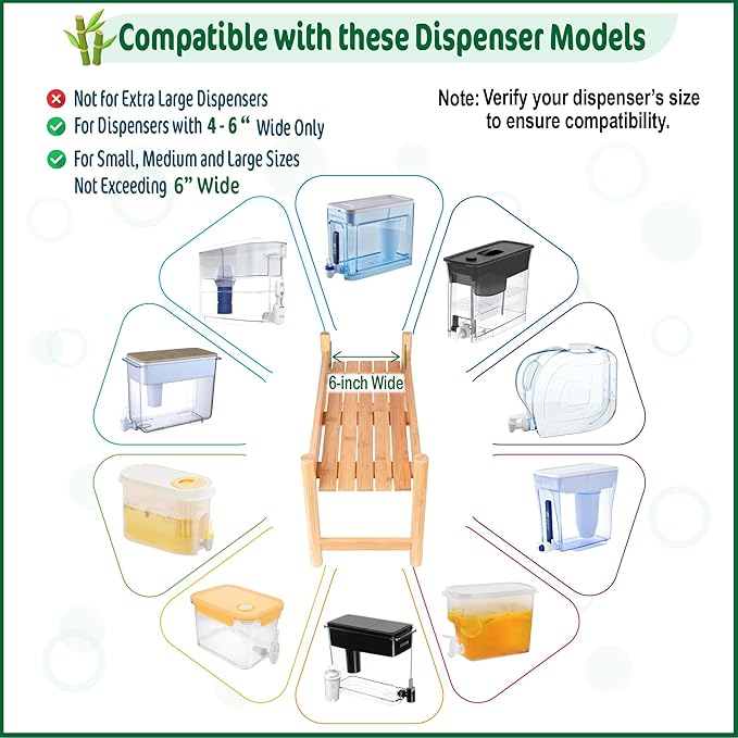 ZPirates Water Filter Dispenser Stand - 1 to 2 Galon Filtered Water Pitcher Dispenser Holder - Compatible with Most Brands Models and Designs [See photos for measurements]