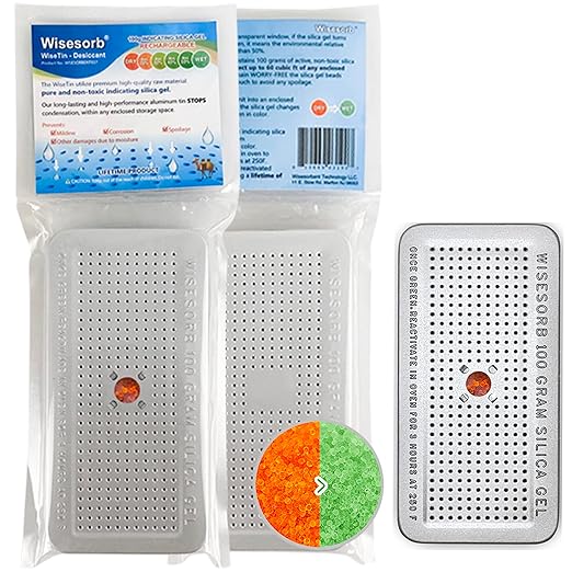100 Gram 20 Pack Indicating Silica Gel Canister, Gun Safe Dehumidifier (Orange to Green), Reusable Desiccant Canister Dehumidifier