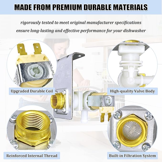 154637401 Dishwasher Water Inlet Valve, Dishwasher Water Valve Assembly Replacement Parts 154219601 154359801 154373301 AH1990907 AP4321824 PS1990907