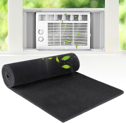 15.7" x 59" Extra Large Cuttable Air Conditioner Filters - Cut to Fit Carbon Pad Air Purifier Filters, Washable Reusable Foam Pad Pre Filter Roll for Air Filters AC Window Unit Charcoal Sheet