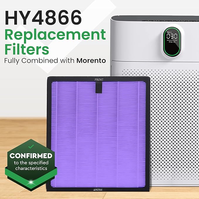 2 Pack Purple HY4866 Air Purifier Replacement Filters – Compatible with MORENTO HY4866, WESTHEY HY4866, YIOU M1 – Multi-Layer True HEPA Filters for Consistent Home Filtration