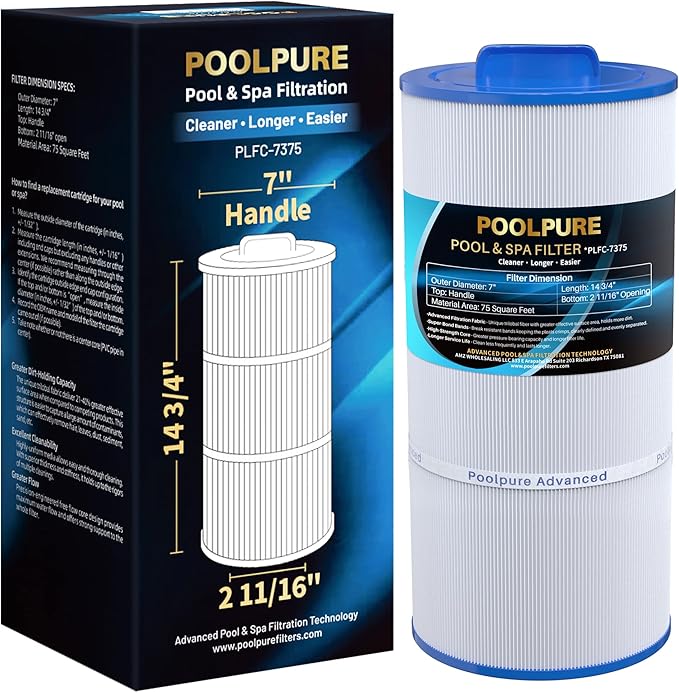 POOLPURE C-7375 Spa Filter Replaces PCD75N, Unicel C-7375, Filbur FC-3964, 1019301, AK-60032, APCC7500, 17543, 75 sqft Filter Cartridge (1)