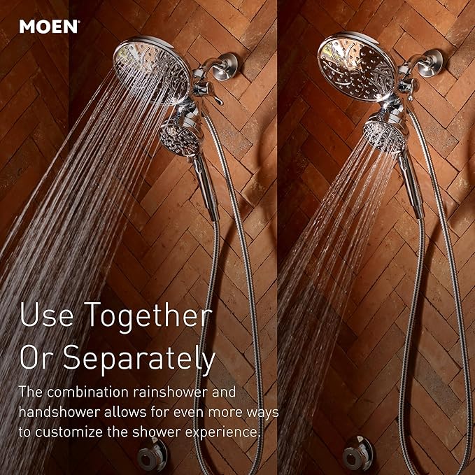 Moen 26009SRN Engage Magnetix 2-in-1 Combo Rain Showerhead with Detachable Handheld Shower Spray, Featuring Magnetic Docking System, Spot Resist Brushed Nickel