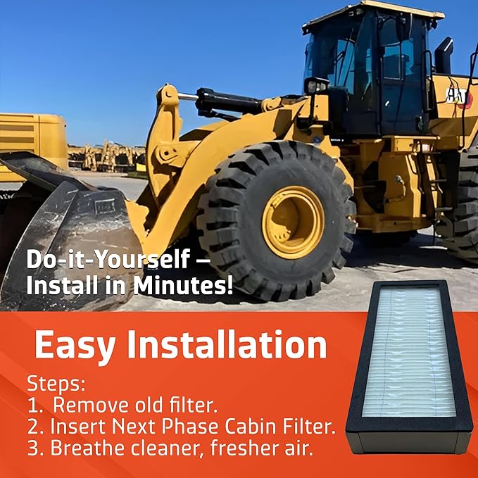 Cabin Filter - Pack of 1 - Compatible with Caterpillar Loaders - Cabin Air Filter Replacement - Replaces O.E. 3036658; Baldwin PA5738; Wix WP10211 - Climate Control System Accessories - 1 Set