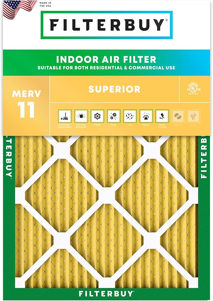 Filterbuy 18x22x1 Air Filter MERV 11 (MPR 1200) Allergen Defense Replacement (1-Pack), Electrostatic Pleated HVAC AC Furnace Filters, Made in USA (Actual Size: 17.75 x 21.75 x 0.75)