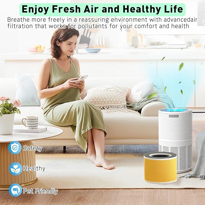 RP-AP088-F1 Compatible Replacement Filter for RENPHO RP-AP088W/RP-AP088/RP-AP088B Air Purifier | 5-Stage High-Efficiency H13 True HEPA Activated Carbon Filter | 2-Pack