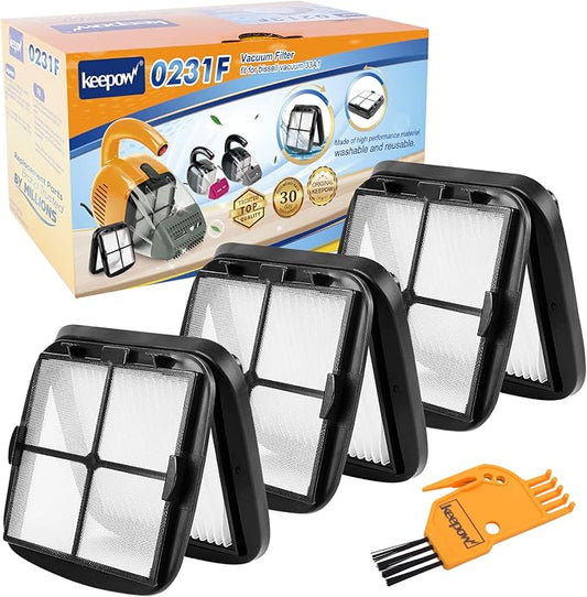 KEEPOW Pet Hair Eraser Filter Replacement 97D5 3 Pack, Compatible with Bissell Pet Hair Eraser Corded Handheld Vacuum 33A1 Series, 35V4 Series, 47R5 Series, Part# 2037416, 2031432