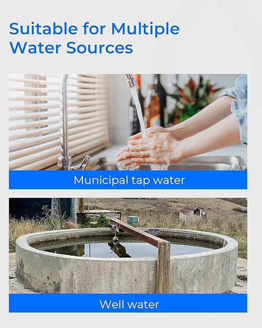 Waterdrop Mega Spin Down Sediment Filter, Reusable Whole House Water Filter System for City Water, Backwash Sediment Water Filter System, 100 Micron+5 Micron PP Filter, 1" MNPT + 3/4" FNPT, BPA Free