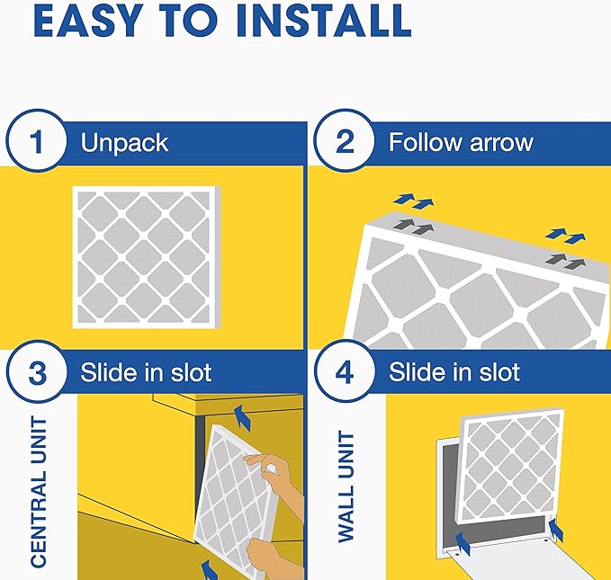 Aerostar 14x20x2 MERV 11 Pleated Air Filter, AC Furnace Air Filter, 4 Pack (Actual Size: 13 1/2" x 19 1/2" x 1 3/4")