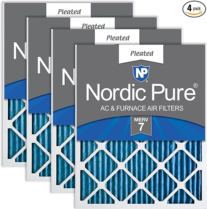 Nordic Pure 18x20x1 (Actual Size: 17 1/2 x 19 1/2 x 3/4) Pleated MERV 7 Air Filters 4 Pack