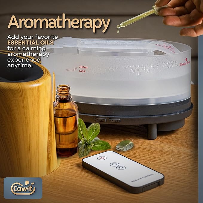 Portable Humidifier & Diffuser with Colored Flames – Bluetooth Speaker & Aromatherapy | Small Warm Mist Humidifier - Essential Oil Scent Diffuser & Air Freshener for Home, Bedroom, Office & Travel