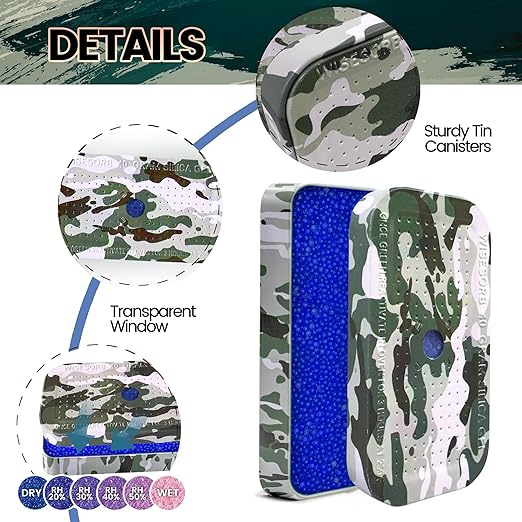 8Pcs 40g Rechargeable Gun Safe Dehumidifier, Blue to Pink Color Indicating Silica Gel Desiccant Canister - Camouflage, Desiccant Moisture Absorbs for Storage