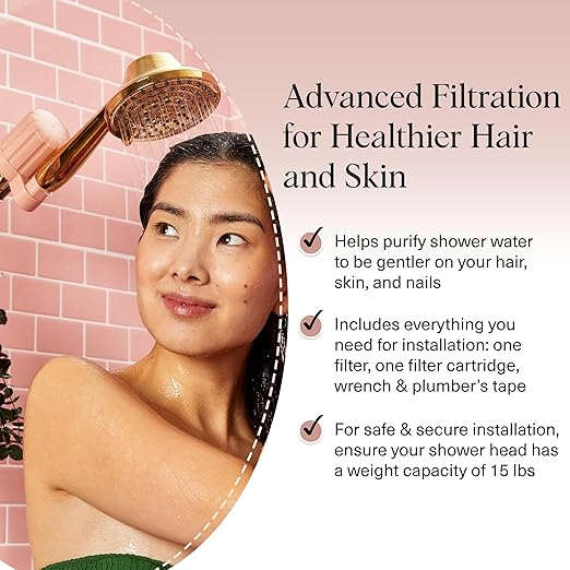 Kitsch Shower Head Filter For Hard Water – Water Softener & Removes Heavy Metals – Shower Filter Softer Skin & Hair, Bathroom Accessories - Terracotta