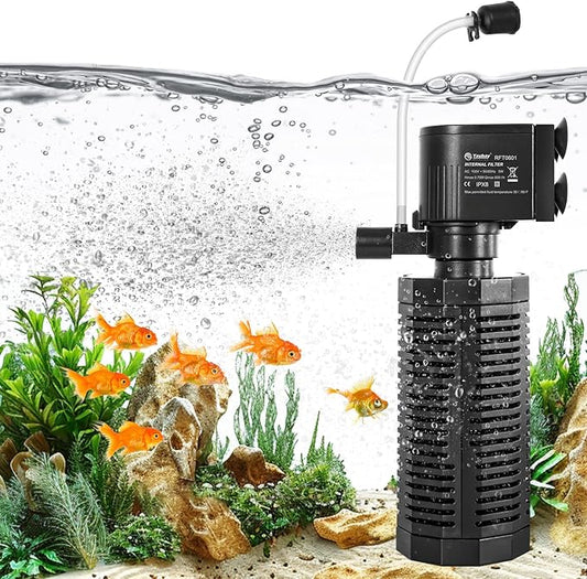 Aquarium Internal Filter for 10-50 Gallon Tanks, 13W Power Biochemical Sponge Fish Turtle Tank Filter with Aeration System, Silent Submersible Filters, 212 GPH