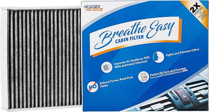 Spearhead Odor Defense Breathe Easy AC & Heater Cabin Filter | Fits Various 2013-24 BMW 2/3/4 Series, M Series, 911, Boxster, Cayman Like OEM | Up to 25% Longer Lasting w/Activated Carbon (BE-472)
