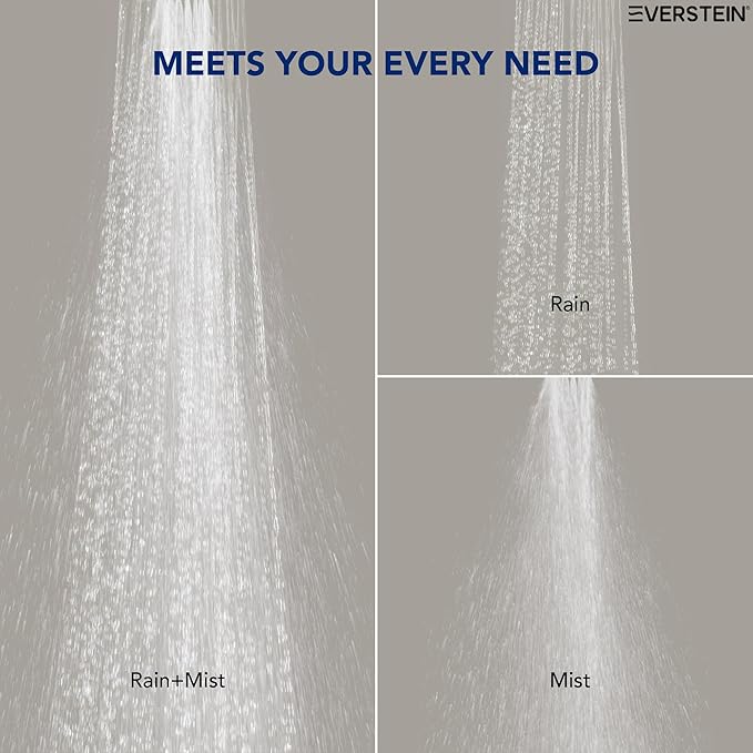 EVESTEIN Adjustable Hand Held Shower with Slide Bar, 3-Function Handshower Head with Hose, Brushed Gold