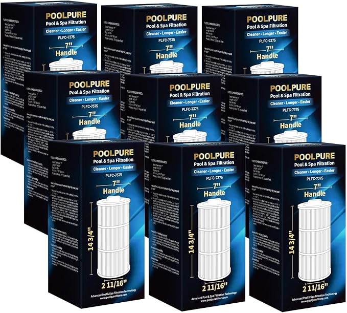 POOLPURE Pack of 9 C-7375 Spa Filter Compatible with PCD75N, Unicel C-7375, Filbur FC-3964, 1019301, AK-60032, APCC7500, 17543, 75 sqft Filter Cartridge