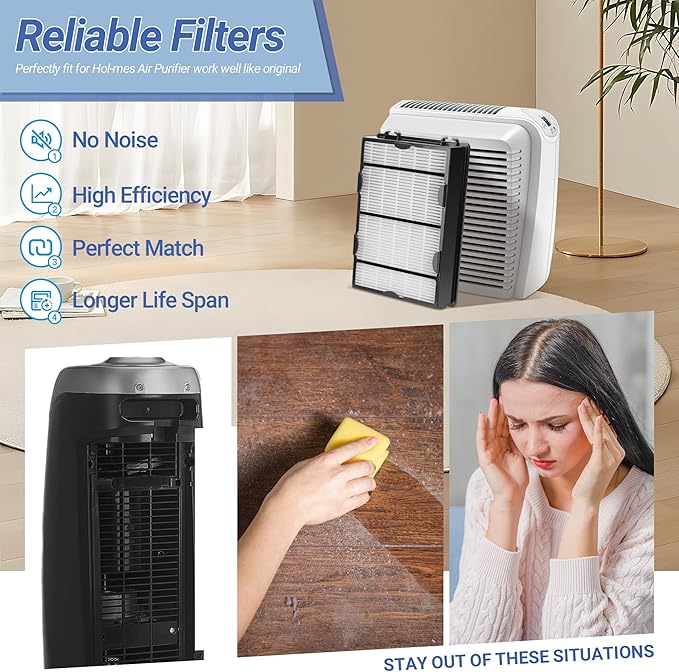 HAPF600 HEPA Filters for Holmes HAP616, HAP633, HAP653, HAP726, HAP756, HAP759, HAP8615, HAP8650, HAP9726 Air Purifier, Replace HAPF600TCS (3 HEPA Filters& 3 Carbon Filters)