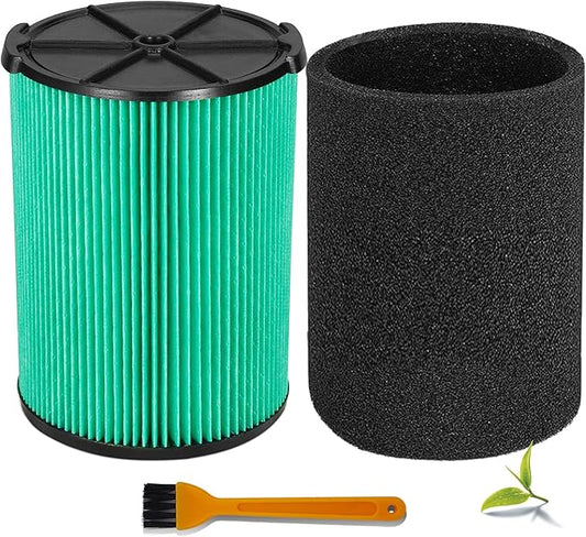 VF6000 Replacement Filter for Ridgid Shop Vacuums 5-20 Gallon, Universal VF6000 Filter Fits Rigid Wet Dry Vac/Husky Shop Vacuum Filter 6-9 Gallon with Foam Sleeves- 1 Pack