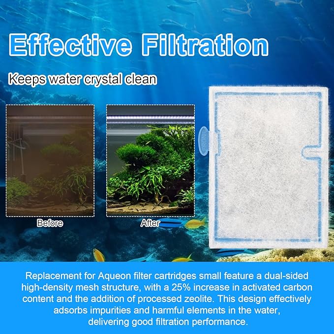 10 Pack Small Filter Cartridges Compatible with Aqueon, Fish Tank Filters Cartridge Replacement for Minibow Aquarium Filters Size 1/2.5/5 Gallon and QuietFlow E Internal Power Filter Size 10