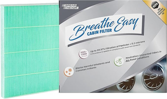 Spearhead HEPA Breathe Easy Cabin Filter, Up to 99.97% Filtration of 0.3 Micron Particles w/No Airflow Reduction (BE-775H)