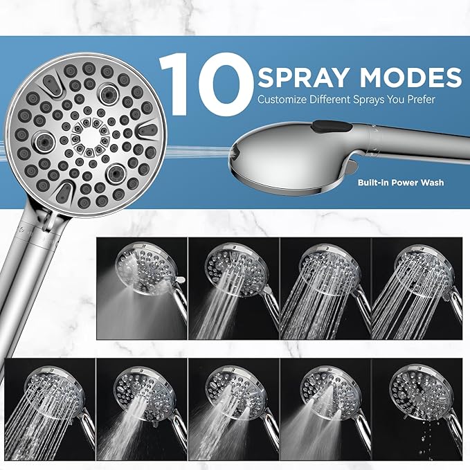 Dual Filtered Rain Shower Head Combo, Handheld Shower Head with Adjustable Bar - Rainfall Shower Head And Showerhead with Filter for Hard Water - Removes Chlorine