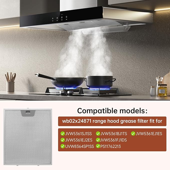 GE Range Hood Filter Replacement WB02X24871-3 Pack by oneket, 11-7/8"×9-7/8"×3/8" Metal Grease Filters, Compatible with GE JVW5361EJ1ES JVW5361EJ2ES JVW5361SJSS JVW5361BJ1TS