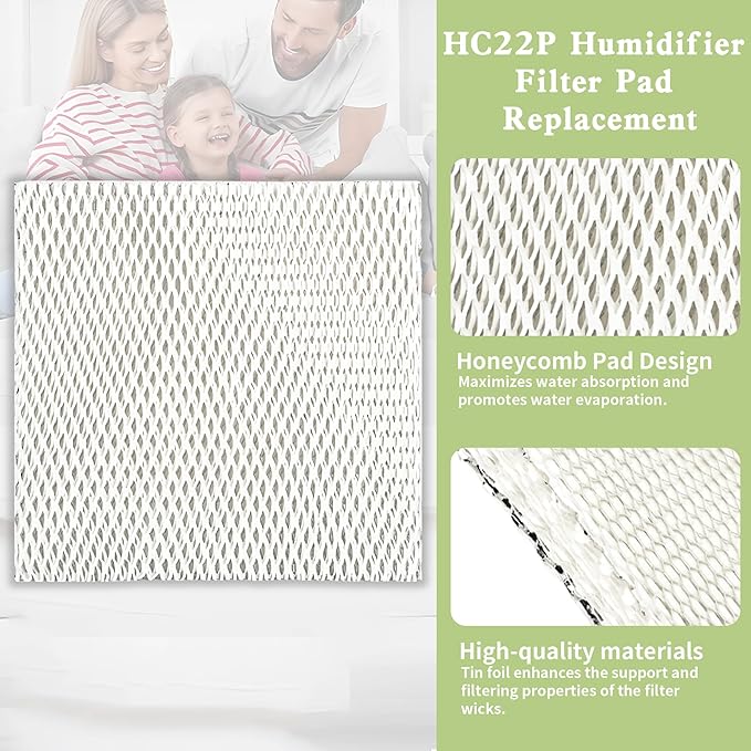 HC22P Humidifier Filter Pad Replacement Filter Wicks Compatible with Honeywell HE100 HE150 HE220 HE240 Aprilaire 110 220 550 550A Humidifiers-4 Pack