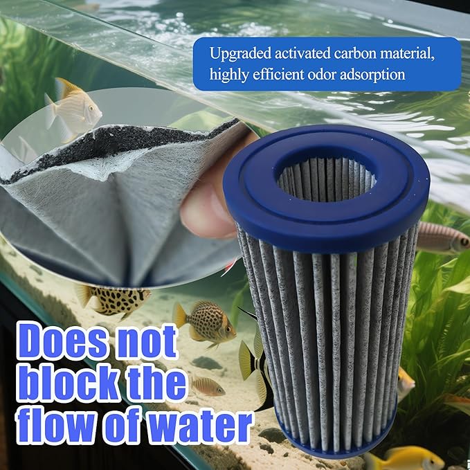 4PCS Upgraded Activated Carbon Micron Cartridge Replacement for Marineland Magnum Polishing Internal Canister Filters (ML90770), 2 Cartridge & 2 Rubber Gasket Compare to Part PA0140