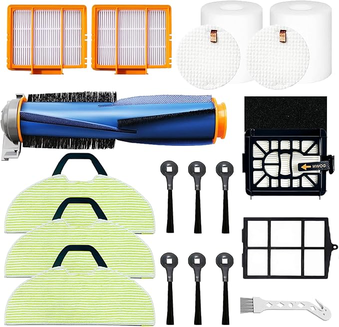 Replacement Parts Compatible with Shark AV2610WA AV2630WA RV2610WA AV2620WA Matrix Plus 2- in-1 Robot Vacuum Cleaner,1 Main Brush,2 Filters,3 Mop Pads,6 Side Brushes,1 Pre Filter,1 Filter