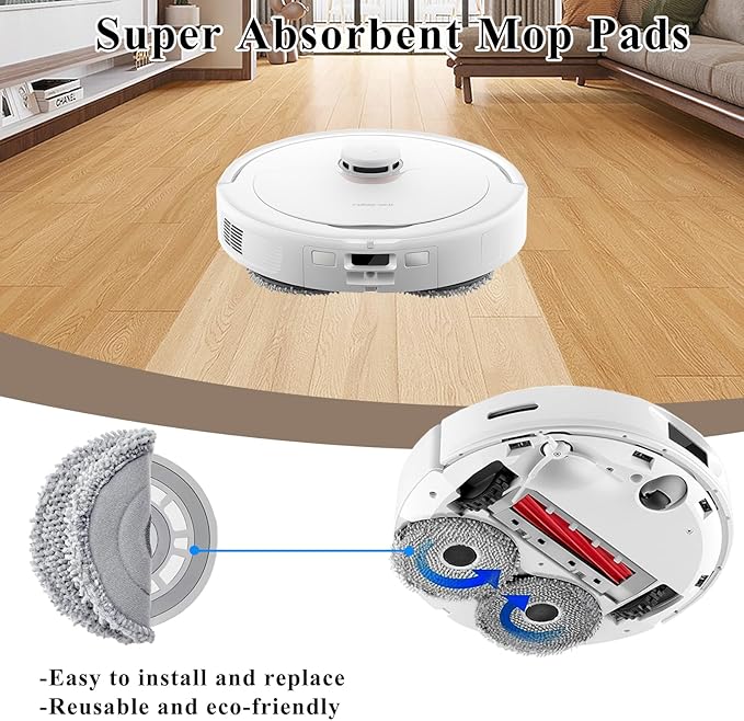 Accessories Kit for Roborock Qrevo S/Qrevo Plus/Qrevo Pro/Qrevo MaxV 【Not for Q Revo】Robot Vacuum, 2 Main Brush Roller, 4 Hepa Filters,4 Mop Pads, 4 Dust Bags, 6 Side Brush, 22 Pack Replacement Parts