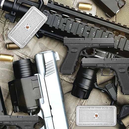 100 Gram 3 Pack Indicating Silica Gel Canister, Gun Safe Dehumidifier (Orange to Green), Reusable Desiccant Canister Dehumidifier