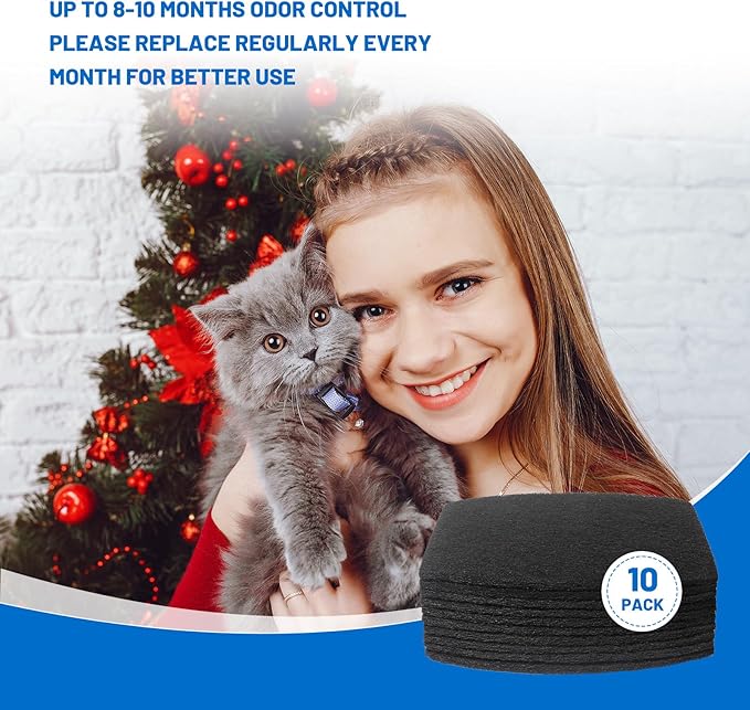 10 Pack Cat Litter Box Replacement Carbon Filters Compatible with Petmate Booda Clean Step Cat Litter Box, Eliminate Odor and Controls Moisture on Pet's Body Keep Home Fresh