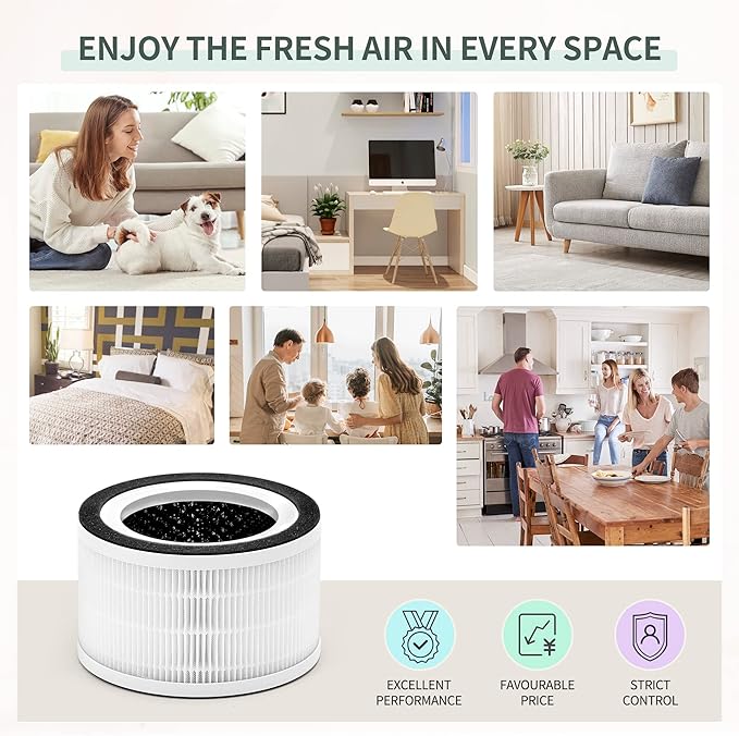 Fillo Air Puri-fier Filter Compatible with Afloia Air Filter Replacement Fillo/Halo and Allo Air Filter, Match ASIN: B088FHCS83/B07JG1R2GB/B07WR2CT7V, 3-IN-1 Filtration, 4-Pack