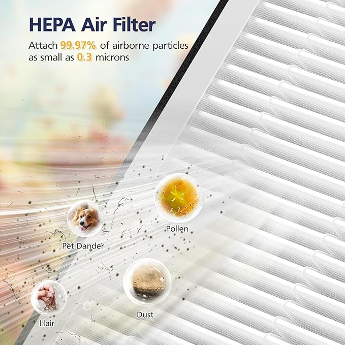 APH3000 Replacement Filter Compatible with KNKA APH3000 Air Purifi-er, 3-IN-1 HEPA and Activated Carbon Filter for Dust Pollen Pet Dander Odor Smoke, 2 Pack