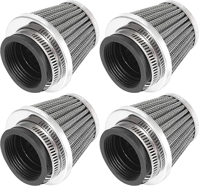 Motoforti 4pcs Universal 42mm Air Filter Cleaner Round Tapered Replacement for Motorcycle Black